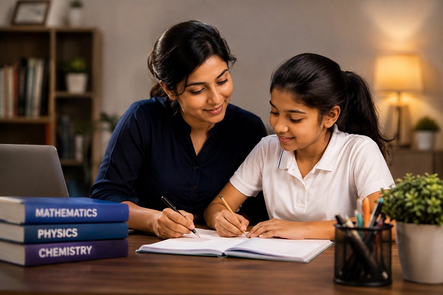 Home tutor helping a student with schoolwork